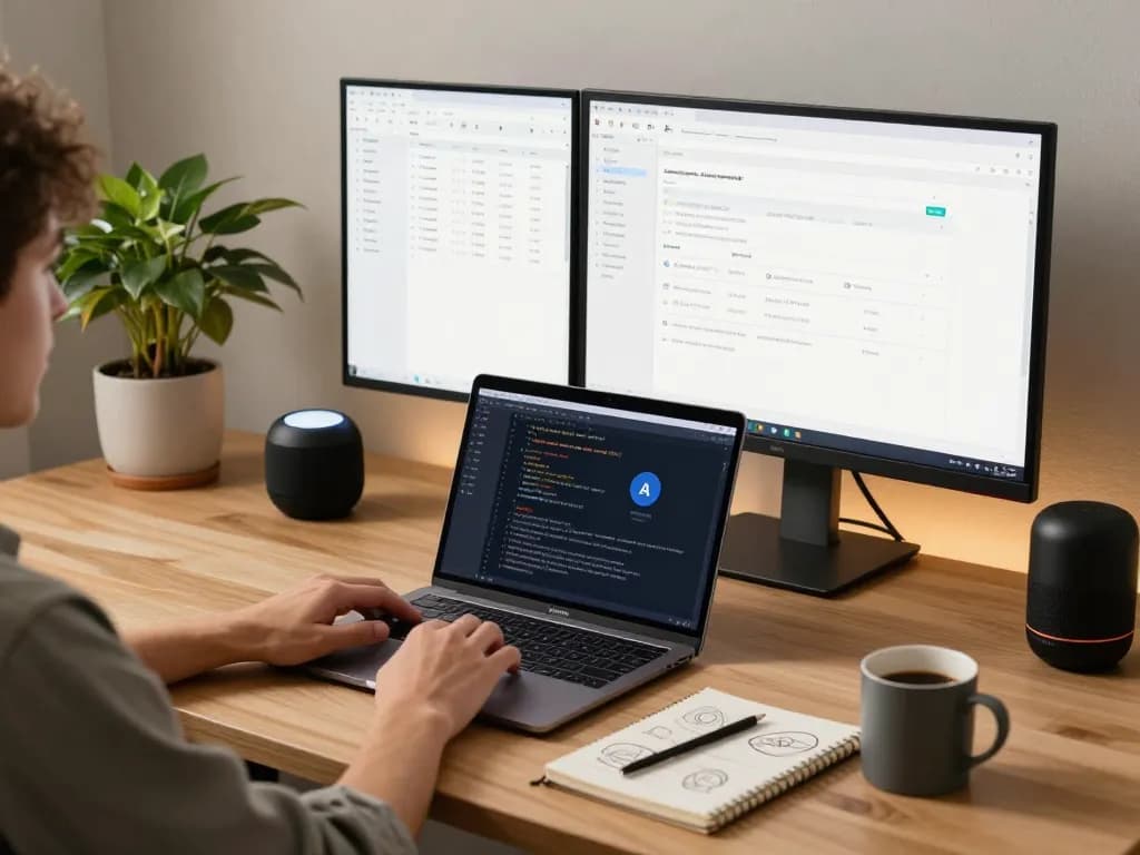 openclaw AI setup in a modern home office with dual monitors and coding interface