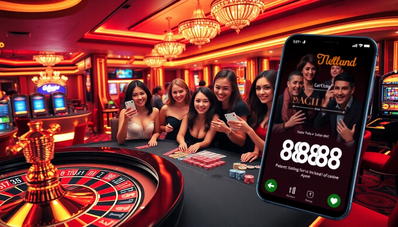 Experience the thrill of casino gaming with the 888vnd app in a vibrant and luxurious environment.