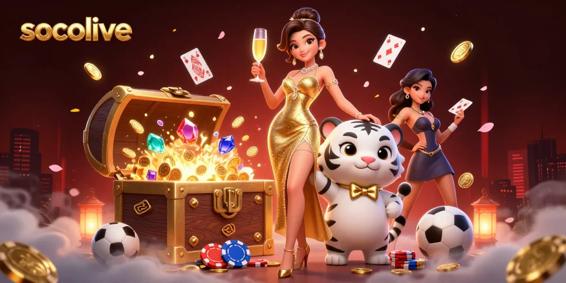 Socolive sports betting scene featuring a glamorous woman and a lucky tiger with dynamic gaming elements.