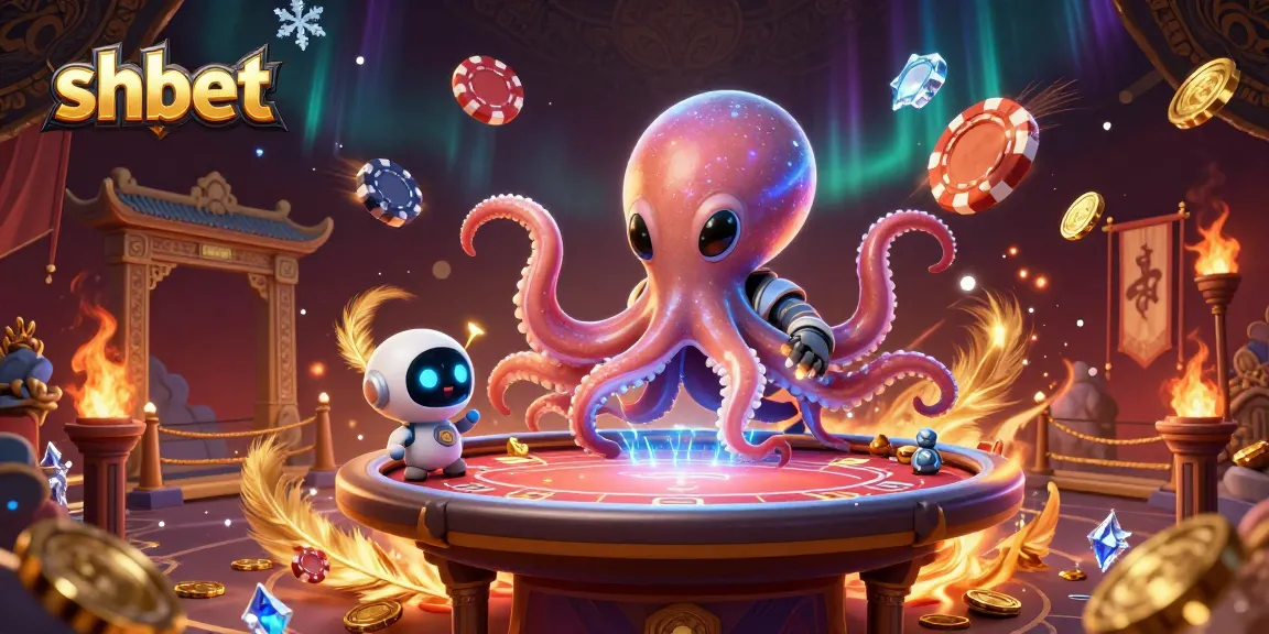 Engage in thrilling shbet gaming with alien characters at a vibrant holographic poker table.