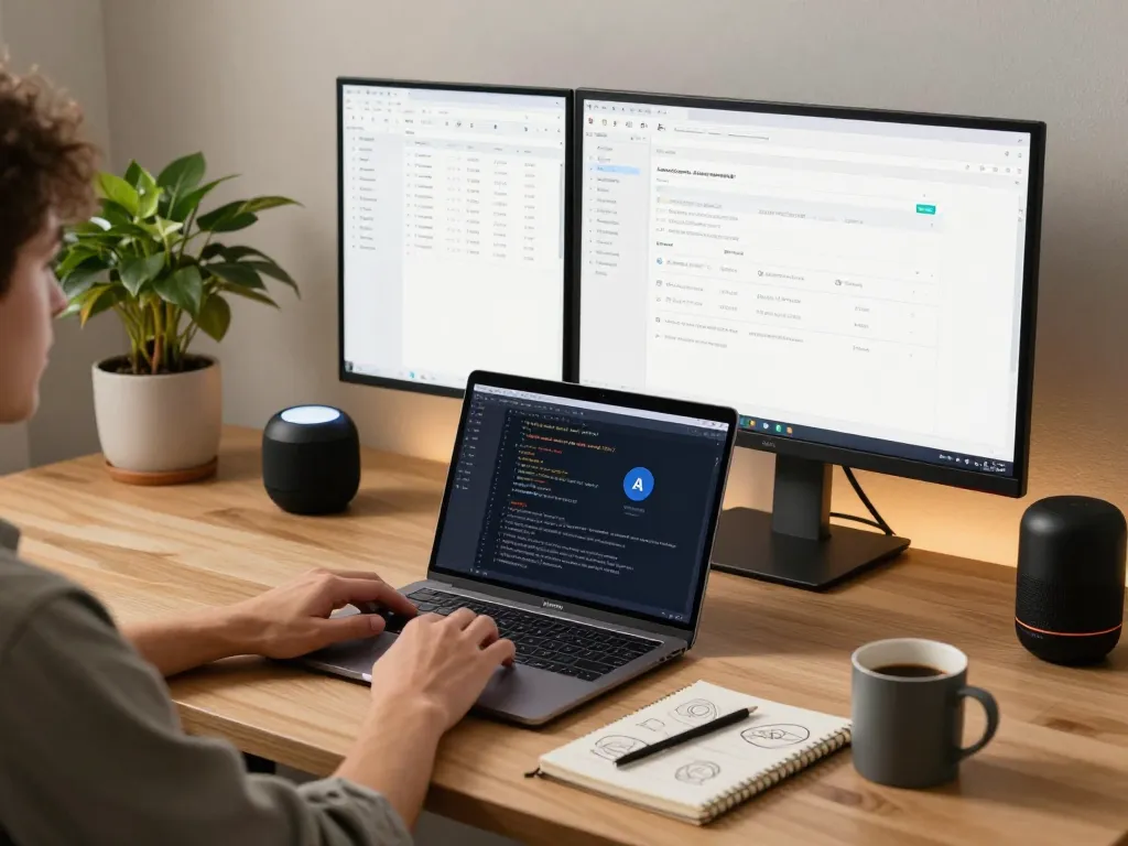 openclaw AI setup in a modern home office with dual monitors and coding interface