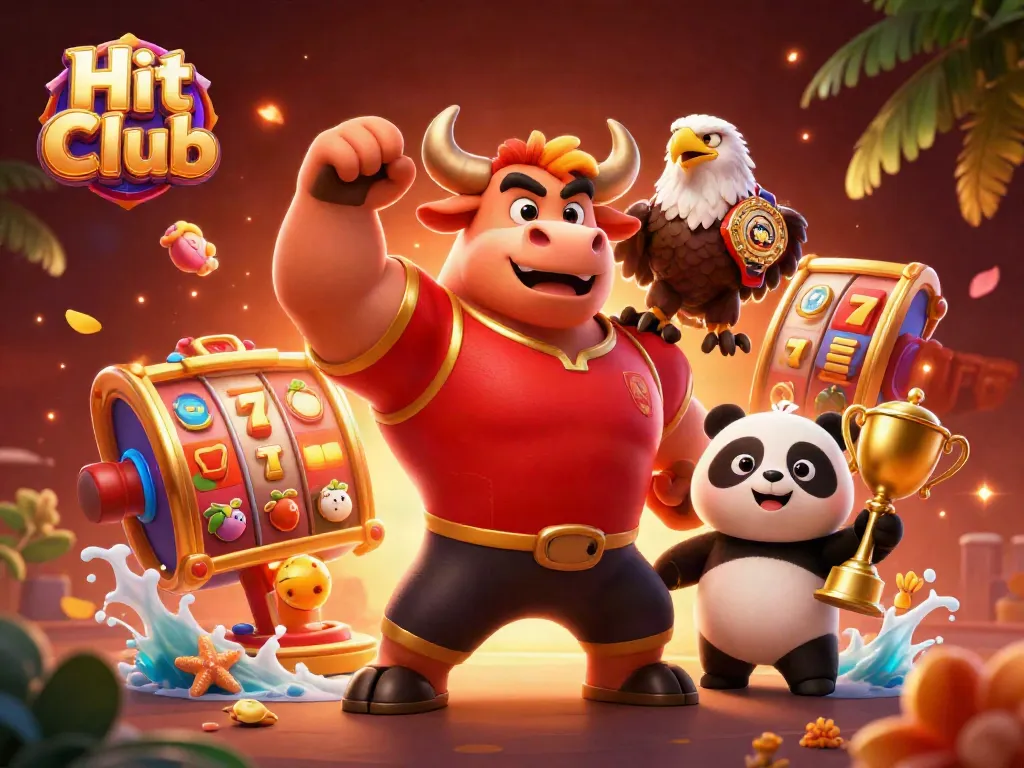Experience the thrill of Hit Club with a vibrant 3D illustration showcasing winning moments at a casino.