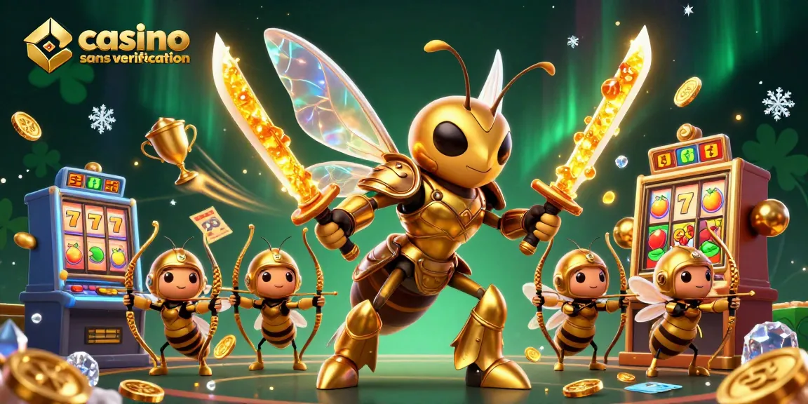 Jouer dans un casino en ligne sans vérification avec des animations d'un hornet en armure samouraï dans un univers coloré.