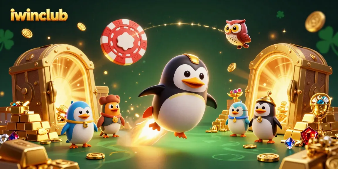 Experience big wins with iwinclub in this vibrant 3D casino-themed illustration.