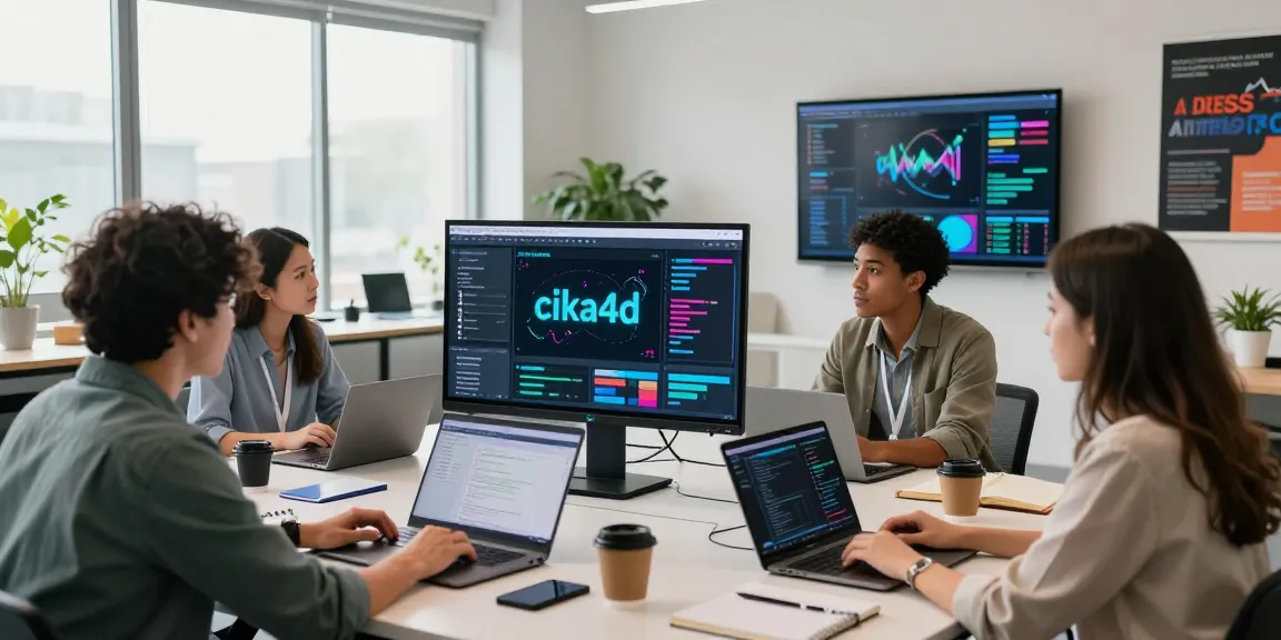 Team collaborating on cika4d software in a modern office workspace filled with creativity.