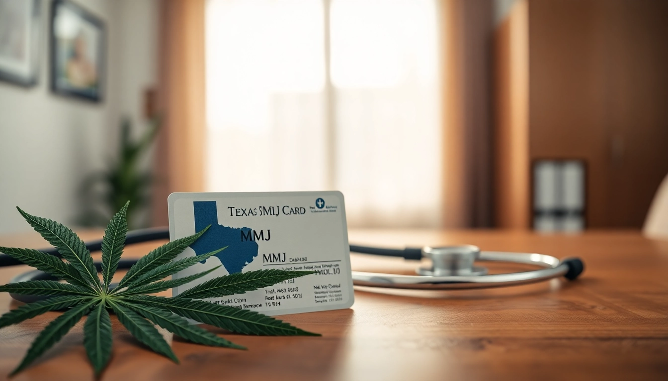 Highlighting a Texas MMJ card in a medical office setting, evoking professionalism and care.