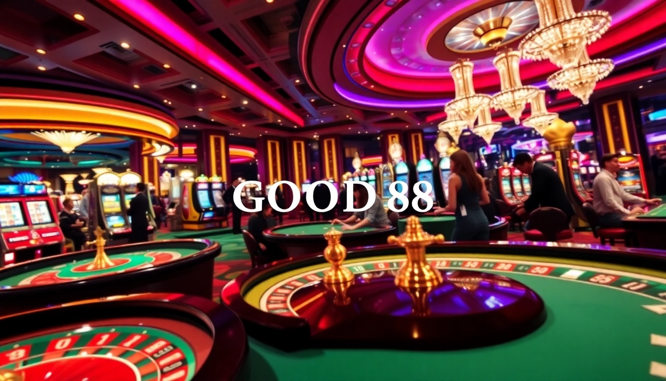 Players enjoying games at GOOD88 casino, showcasing excitement and luxury in gambling.