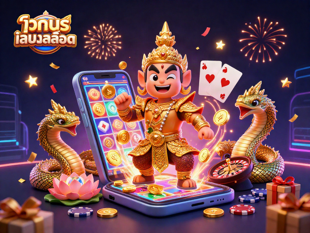 Spin the reels and win big with ทดลองเล่นสล็อต in this vibrant casino-themed 3D illustration.