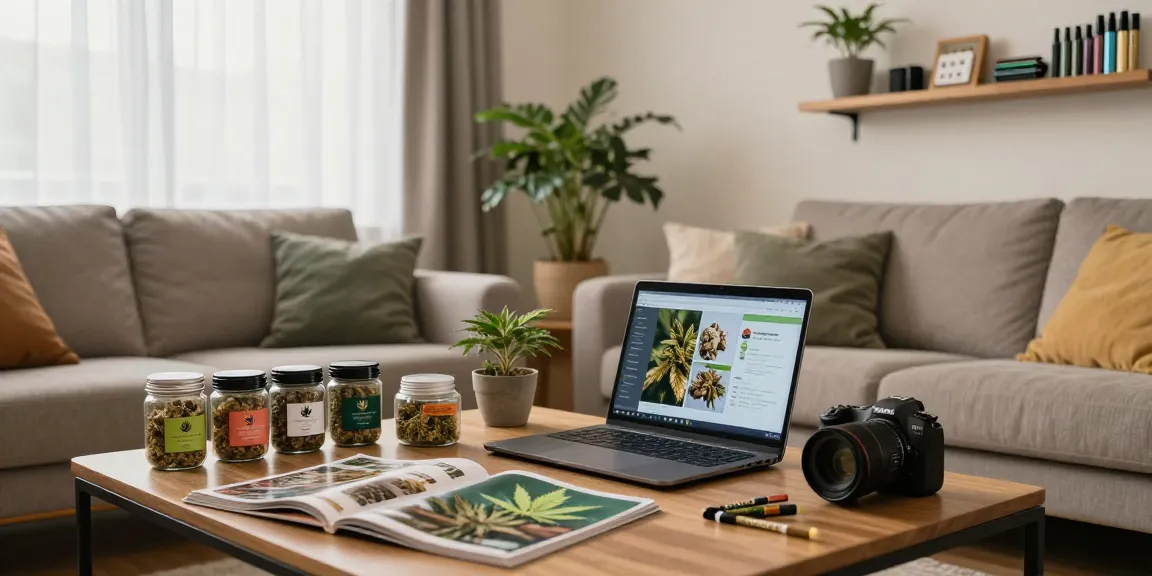 Discovering premium hash Canada products in a cozy home setting with cannabis strains displayed elegantly and ambiance enhancing the experience.