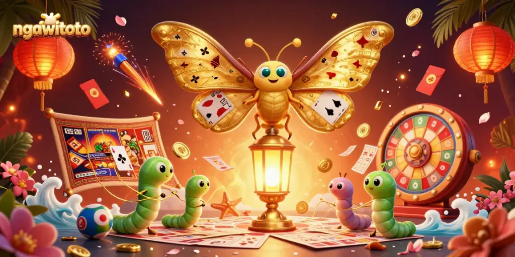 Experience thrilling lottery games at ngawitoto with vibrant illustrations and engaging elements.
