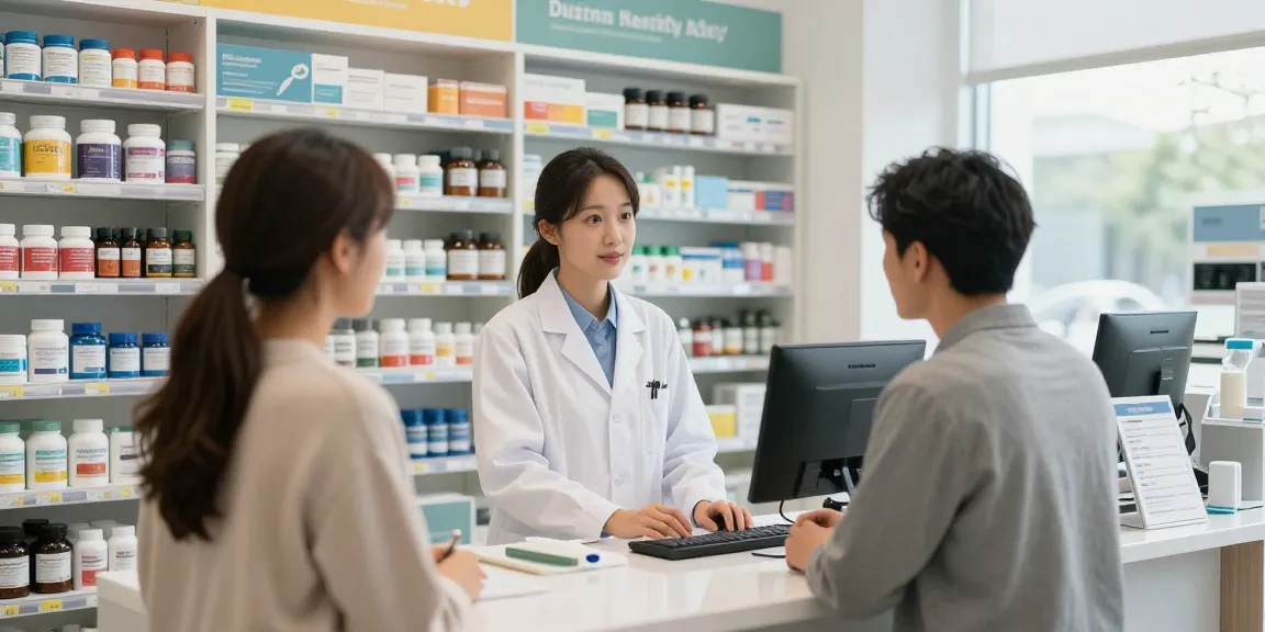 Unique Pharma Steroid Shop showcasing health supplements and professional pharmacist assisting customers
