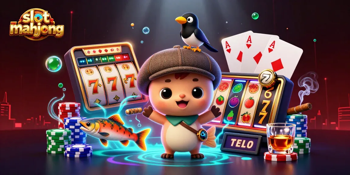 Spin the reels in this vibrant slot mahjong scene featuring lively cartoon characters and dynamic casino elements.