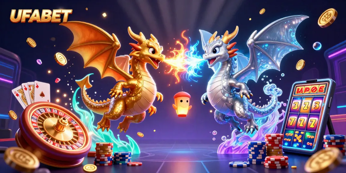 Experience thrilling gaming with UFABET's dynamic 3D casino scene, featuring vibrant dragons and stunning elements.