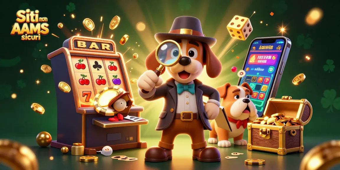 Siti non AAMS sicuri in evidenza con un detective che esamina indizi di gioco tra elementi vibranti di casinò.