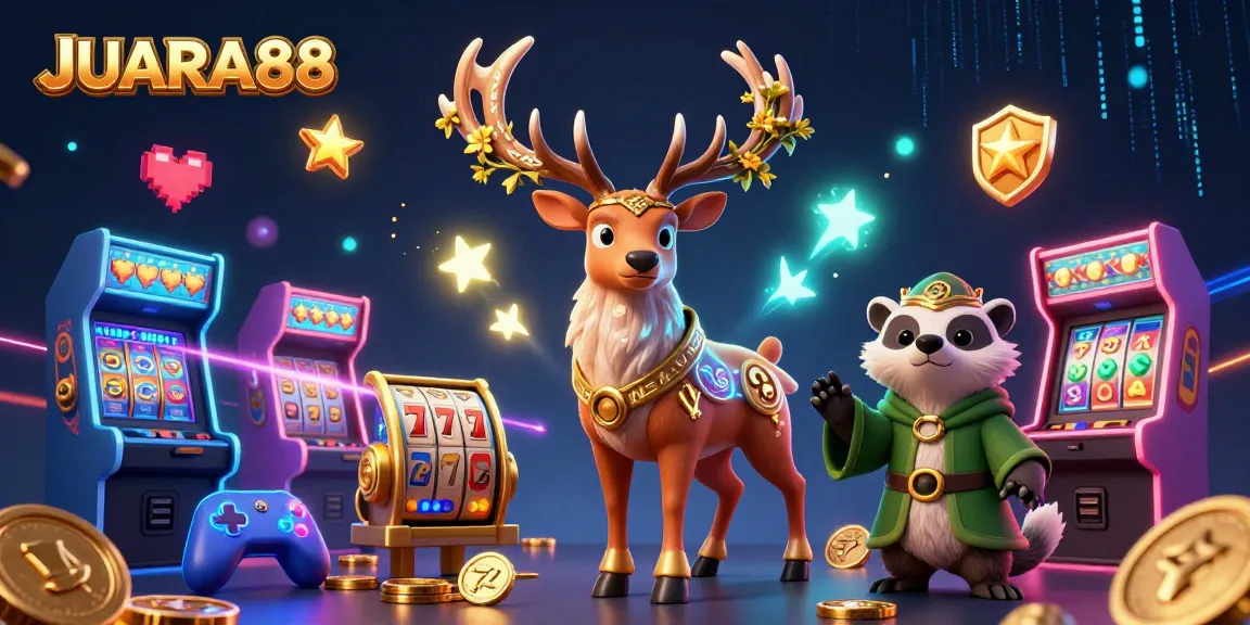 Experience the thrill of JUARA88 with a captivating 3D slot scene showcasing vibrant gameplay elements.