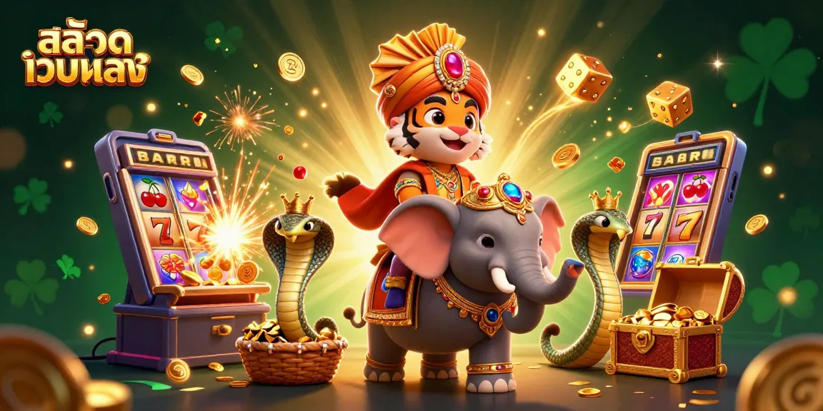 Experience gaming thrills with สล็อตเว็บตรง in an ultra-detailed slot and casino scene.