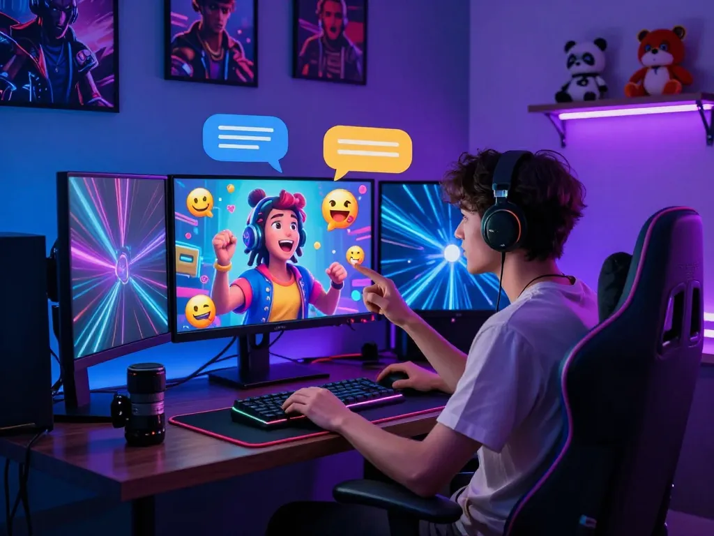 Engaging NSFW AI chat session with colorful avatars and immersive digital elements