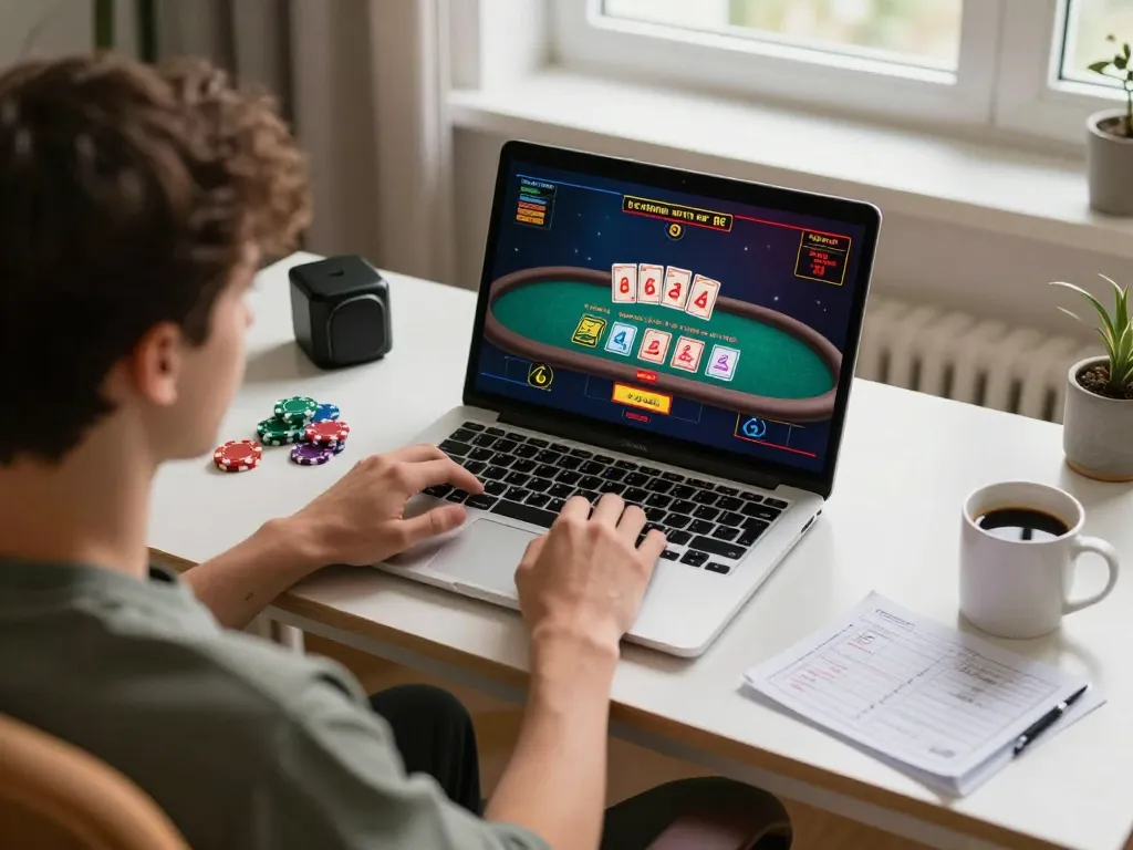 Player engaging in live dealer blackjack on laptop while using fly88 for strategic bets.