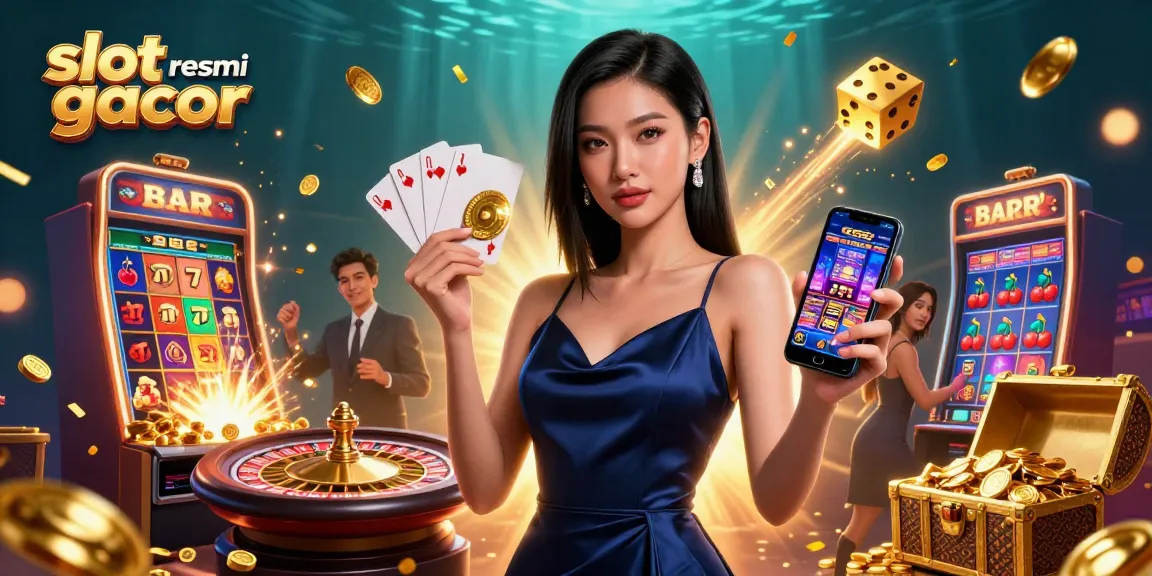 Experience excitement with slot resmi gacor featuring a stunning woman and dynamic gaming elements.