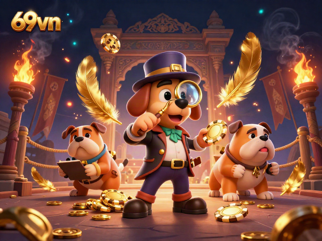 Engage with unique gambling thrills at 69vn, featuring a detective and clues amidst exciting casino elements.
