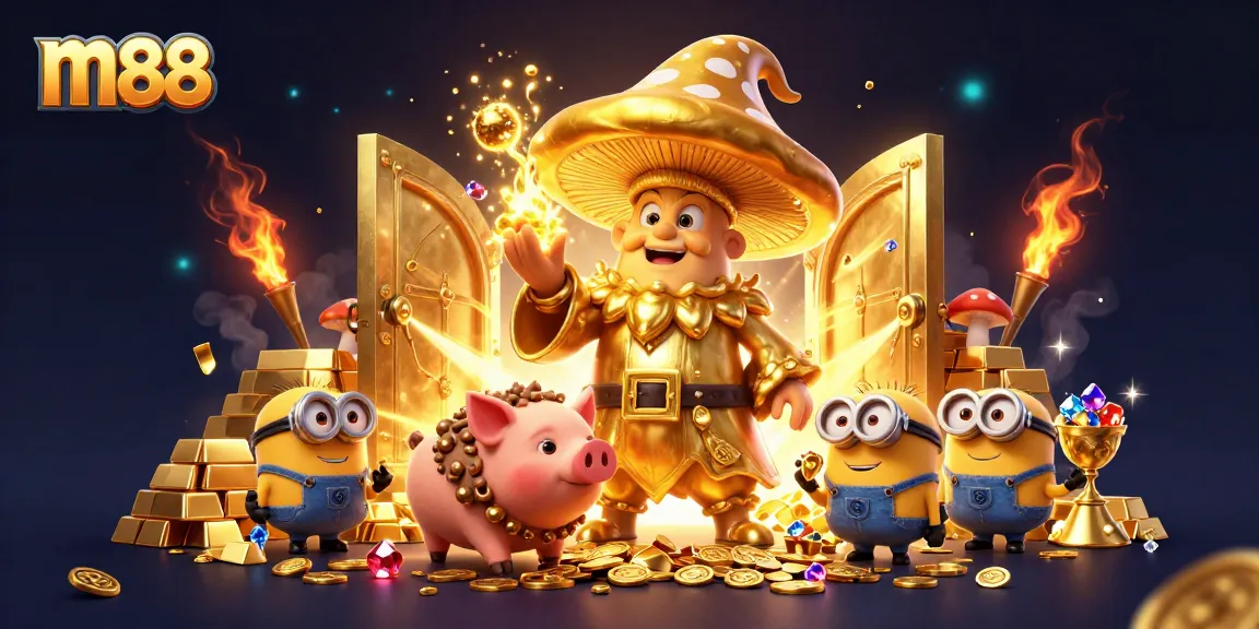 Experience m88 with a magical scene of treasures and a golden wizard, energizing your gameplay.