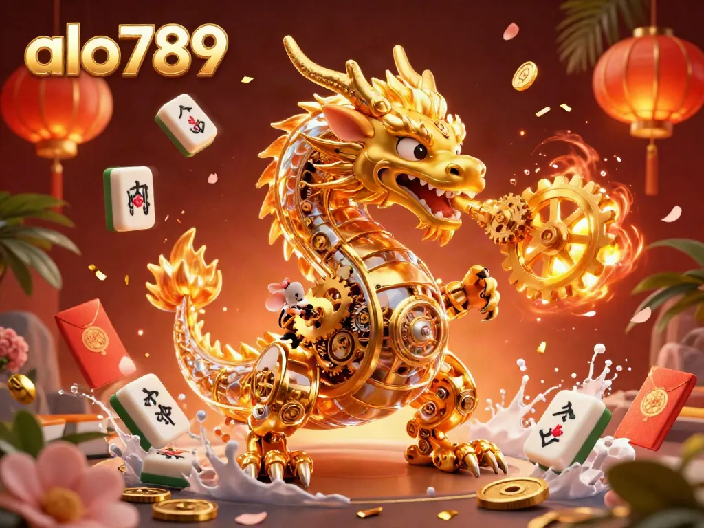 Bet on thrilling cockfighting action at alo789 with vibrant 3D illustrations showcasing dragons and game elements.