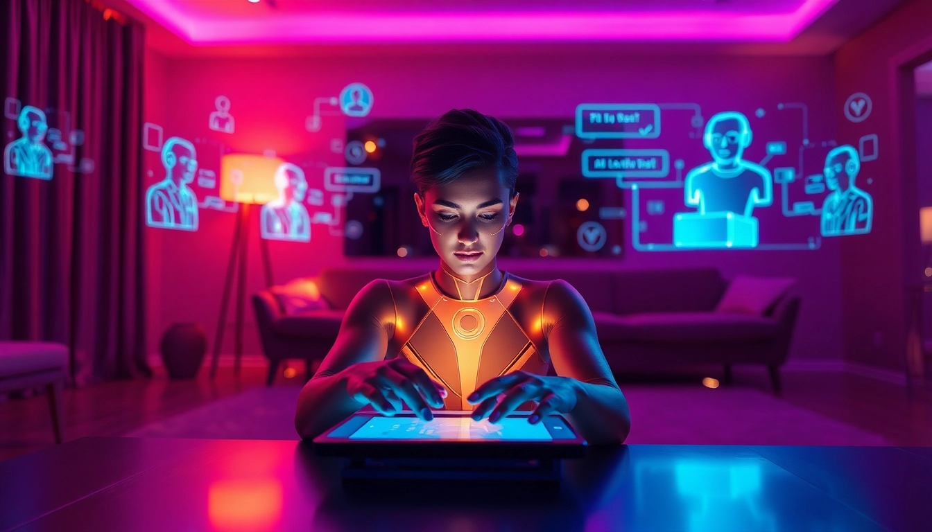 Engage in ai sex chat free with a sophisticated AI chatbot on a stylish digital interface.