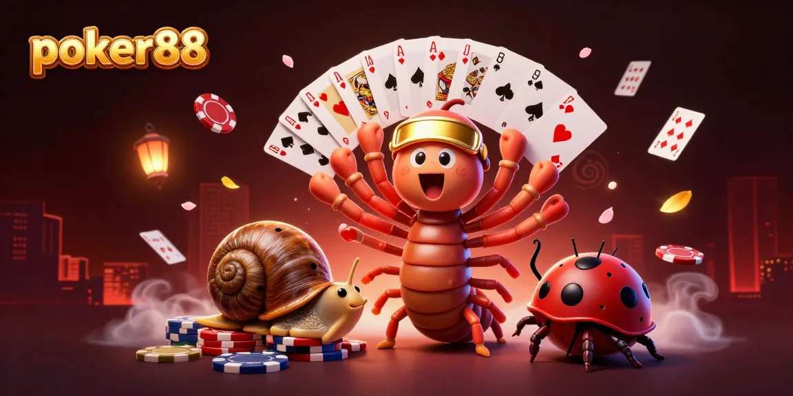 Join the excitement of poker88 with a lively 3D illustration featuring dynamic poker elements and characters.