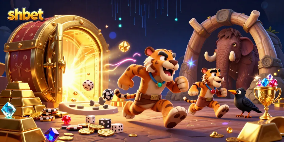 Experience shbet's thrilling casino adventure with cavemen and a sabertooth tiger.