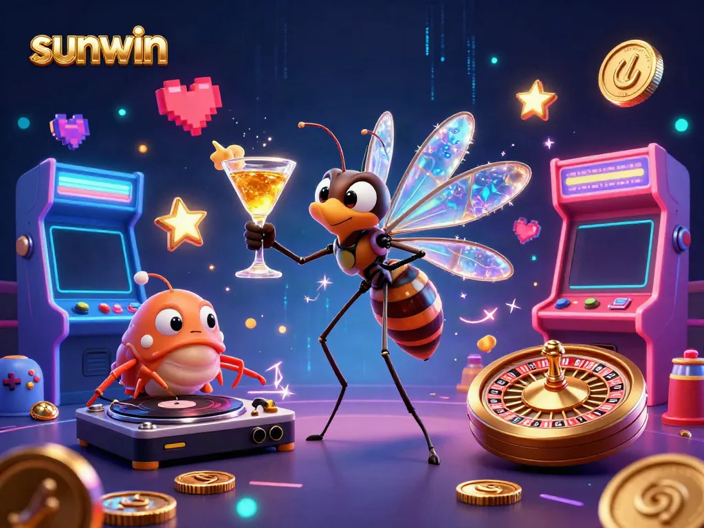 Experience the thrill of gaming with sunwin's vibrant 3D illustration of casino life.