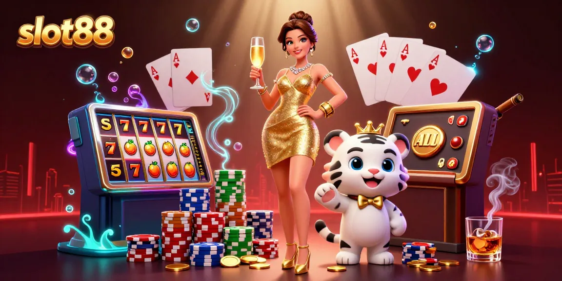 Engage with slot88's vibrant gaming scene featuring glamour and luck in a dazzling casino atmosphere.