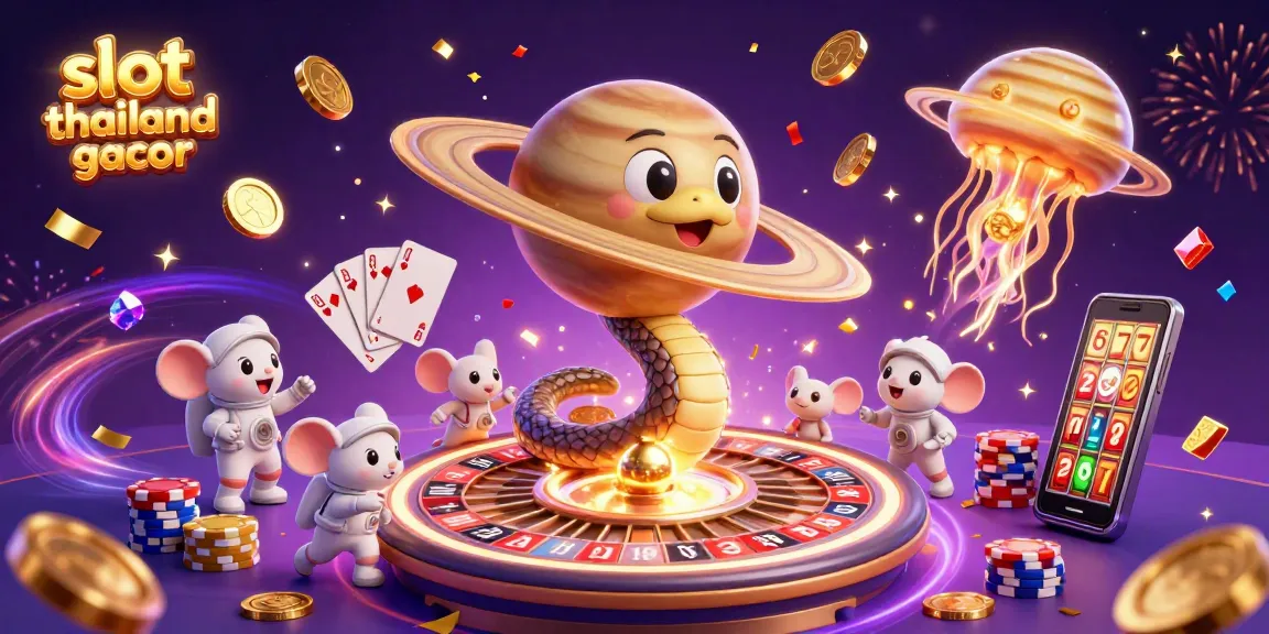 Enjoy thrilling gameplay with slot thailand gacor as animated characters engage in vibrant cosmic casino action.