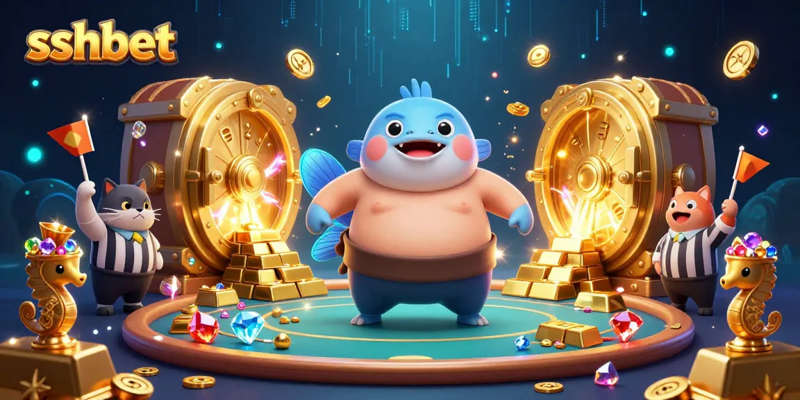 Join the fun at sshbet with a vibrant undersea casino featuring a fugu and seahorses celebrating riches!