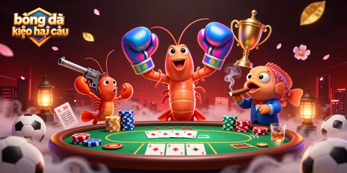 Engaging sports betting scene featuring vibrant characters in bóng đá kèo nhà cái, surrounded by poker table elements.