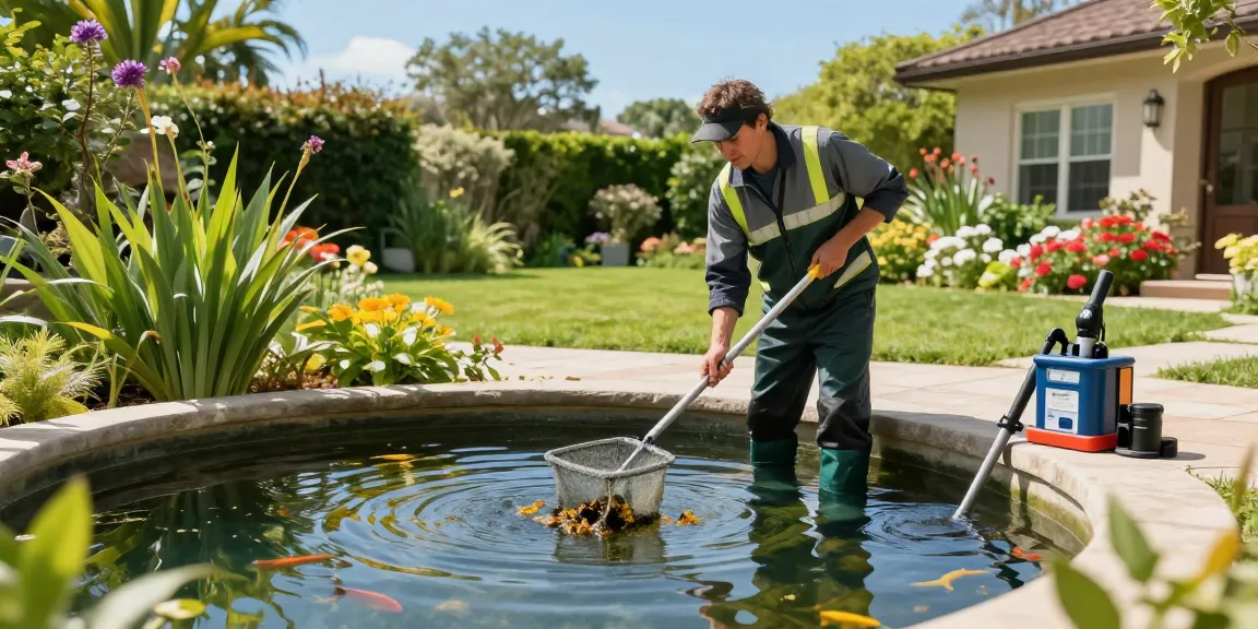 Professional Pond Cleaning London service in action during garden maintenance