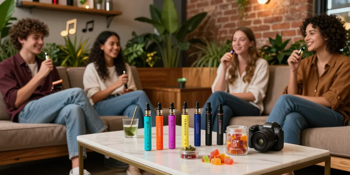 Entspannte Atmosphäre in einer Cannabis-Lounge mit THC Vape Produkten in Europa.