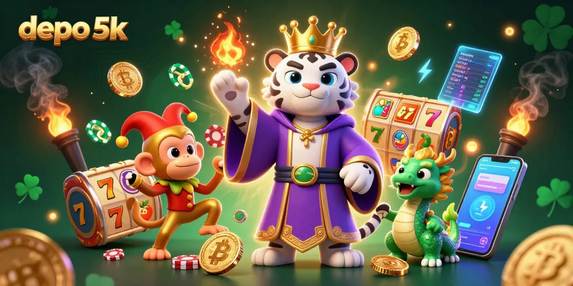 Engage in thrilling gameplay with depo 5k at an animated casino featuring a tiger and monkey