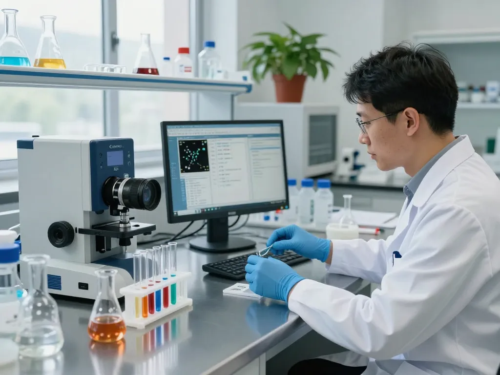 Leading EU cannabinoid manufacturer conducting innovative research in a modern lab.