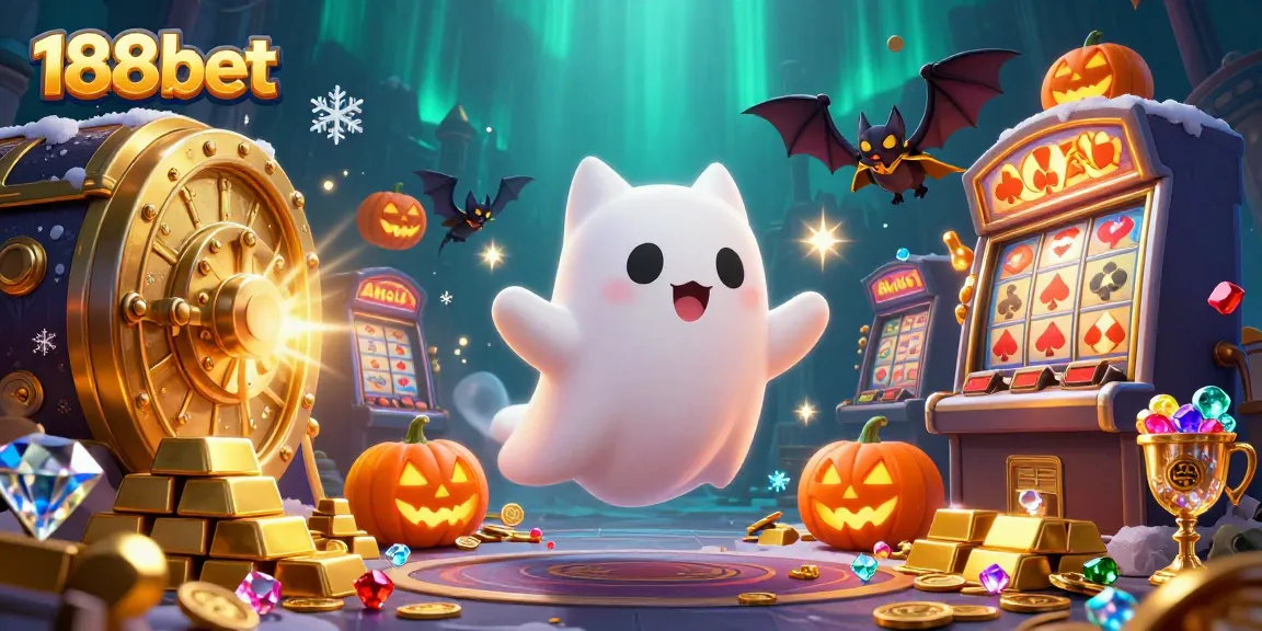 Experience thrilling gameplay with the 188bet ghost cat and treasures amidst casino excitement.