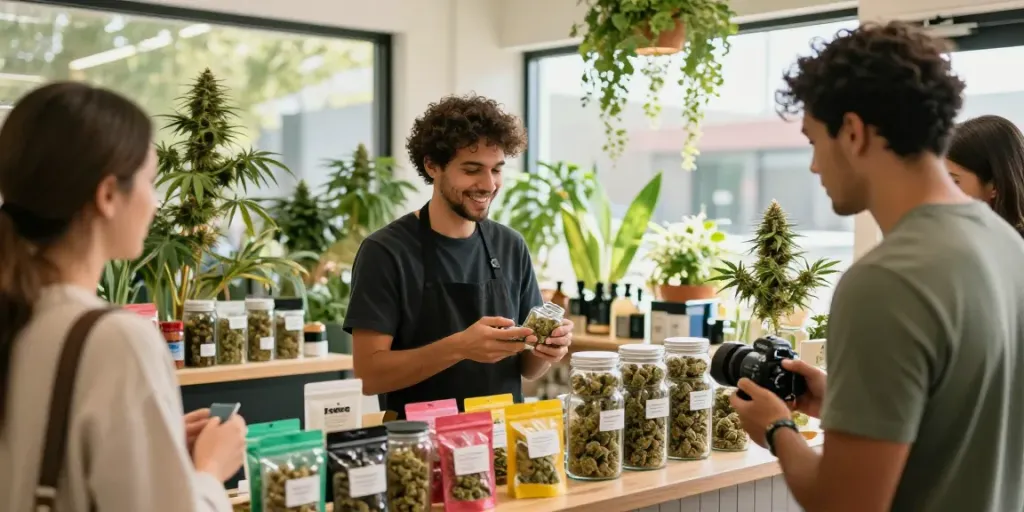 Buy cannabis buds UK in a welcoming retail environment showcasing various strains.