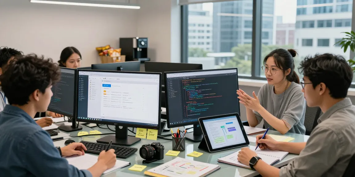 Collaboration in a tech workspace showcasing innovative app development for telegram中文版.
