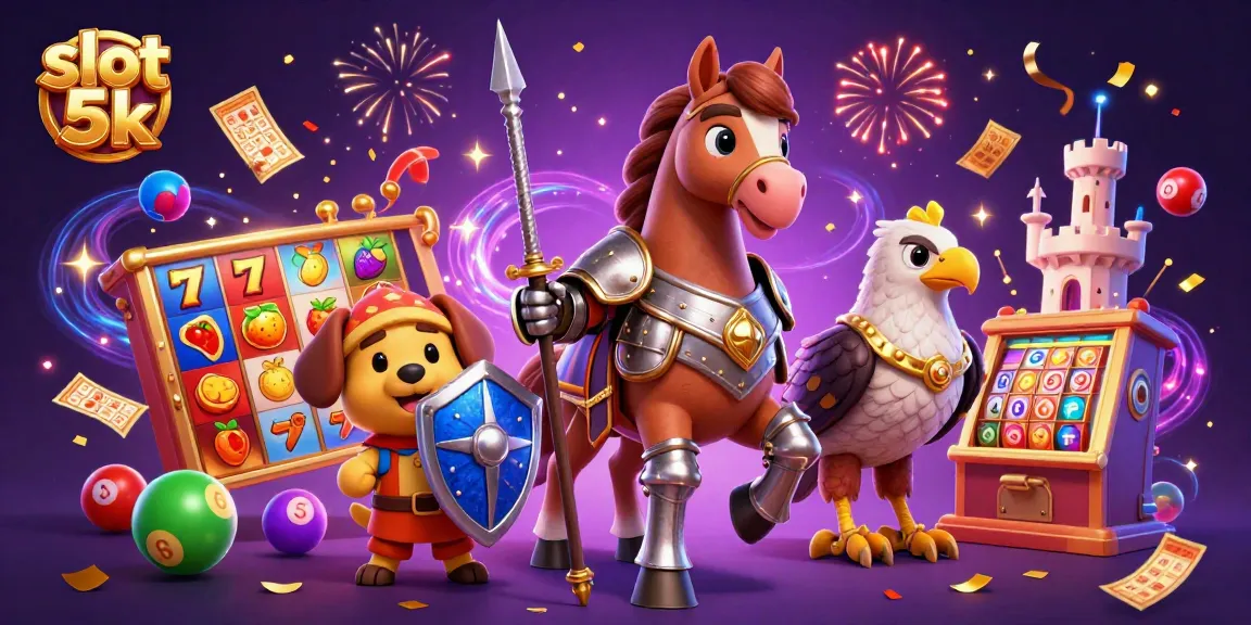 Spin winning reels with slot 5k, featuring jackpot symbols and colorful characters celebrating big wins!