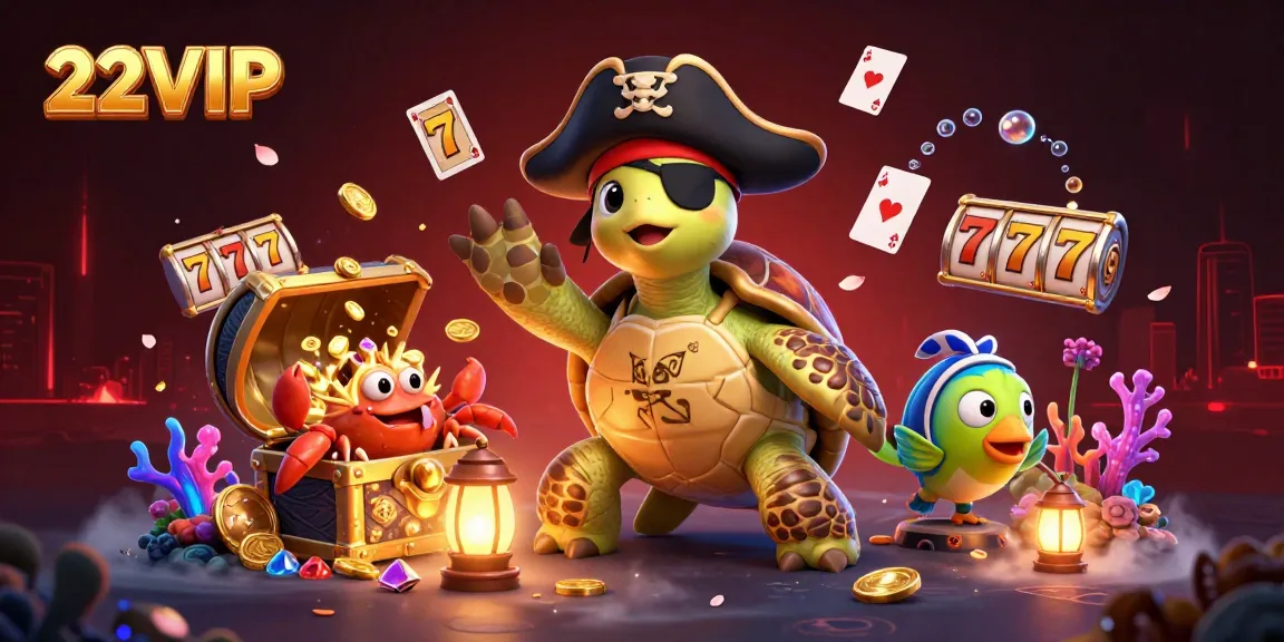 22VIP engages players with an enchanting underwater scene filled with treasure and lively casino elements.