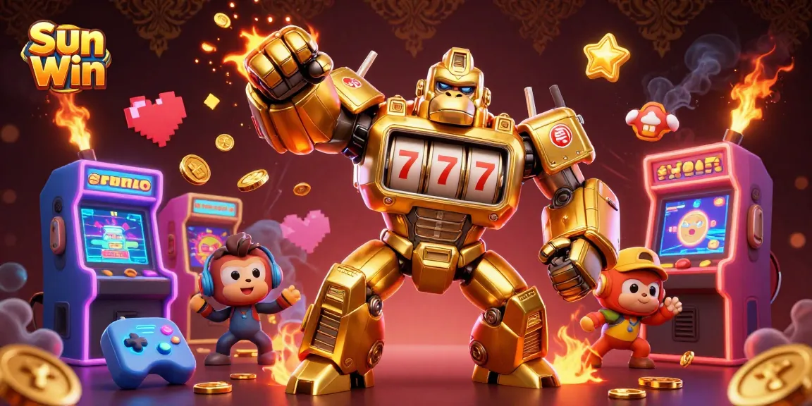 Experience excitement with Sun Win in this vibrant casino-themed 3D illustration.