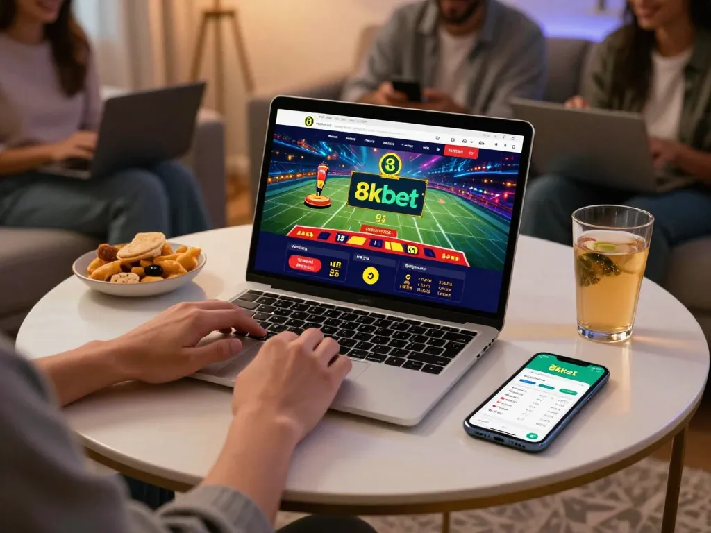 Engaging online betting experience on 8kbet platform with friends and vibrant graphics.