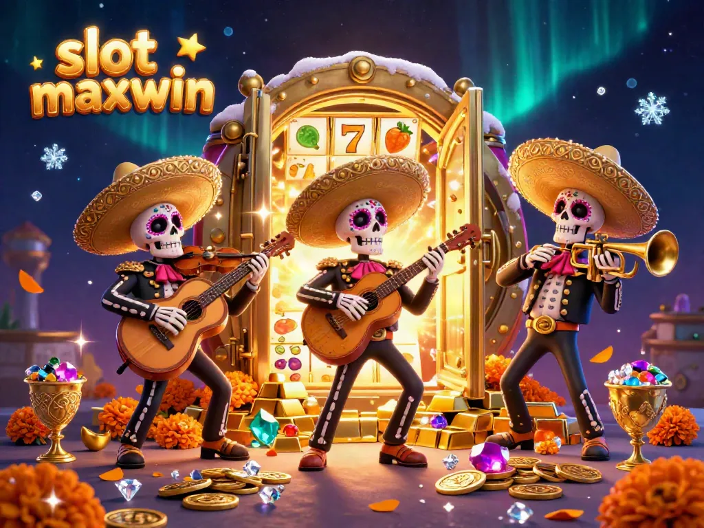 Experience the thrill of slot maxwin with vibrant Mariachi characters surrounded by riches.