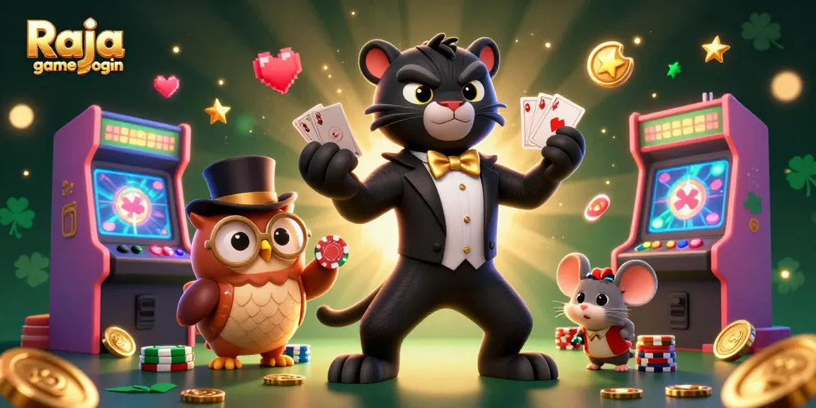 Engage in profitable play with Raja game login featuring stylish characters and vibrant casino elements.