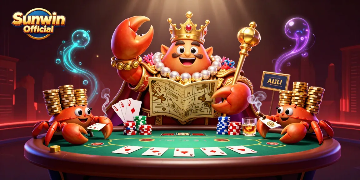 Experience the excitement at Sunwin Official with the golden crab emperor ruling over a vibrant casino scene.