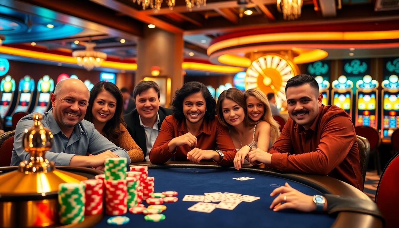 Experience the excitement of rik vip with vibrant casino visuals featuring poker games and slot machines.