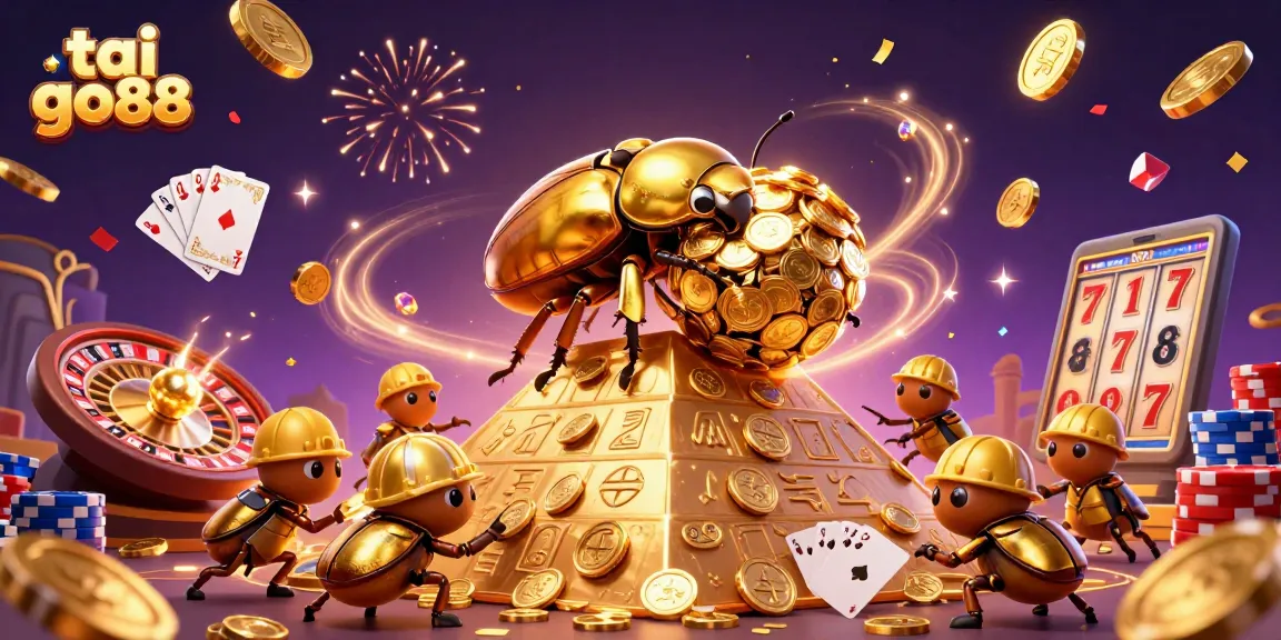 Experience the excitement of tai go88 with golden coins, colorful poker chips, and captivating casino elements.